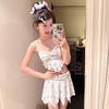 Youduo Floral High-end Bikini Pure Desire Vacation Pleated Skirt Split Swimsuit Women Cover Meat and Look Thin Hot Spring Seaside