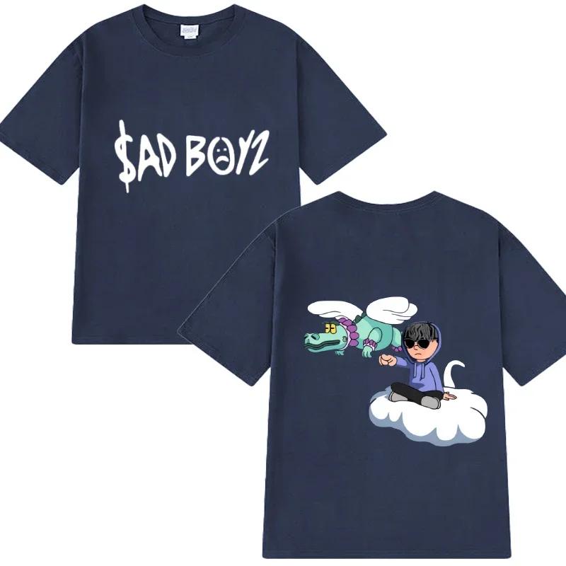 Hot Singer Junior H Sad Boyz Harajuku Cartoon Graphic T Shirt Men Women Oversized Short Sleeve T-shirts Unisex 100% Cotton Tops
