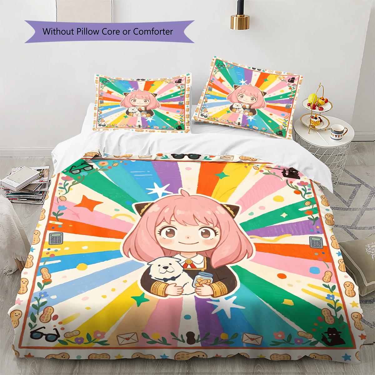 

Anya Forger Pattern Bedding Quilt Set Quilt Cover Pillowcase Home Decoration Birthday Gift (1 * duvet cover + 2 * pillowcase, without core) 135x200cm