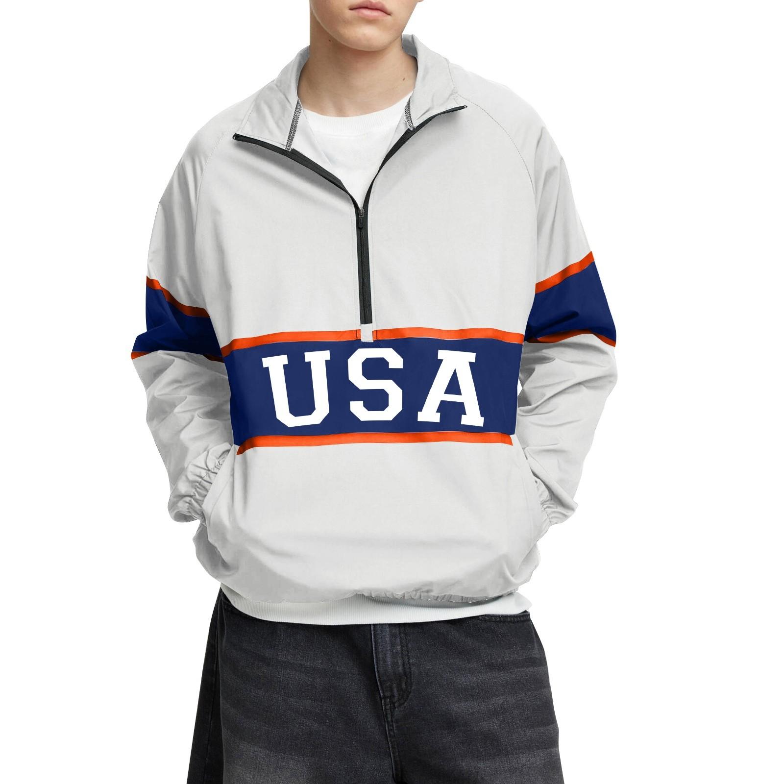 

Мужской зимний топ с цветными блоками, воротником-стойкой, полумолнией, рукавом реглан, длинным рукавом XXXXL белый