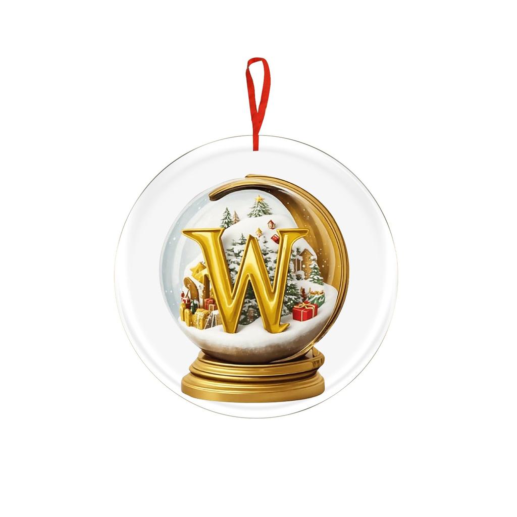 Christmas Ornament 2D 26 Letters Yellow Crystal Ball Acrylic Snowman Scene Festive Car Tree Hanging Decor Accessory