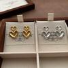 Simple Double Love-Shaped Earrings, Stud Earrings, Sweet, Cool, Retro, Fashionable, Exquisite Three-Dimensional, Advanced Texture, Commuting