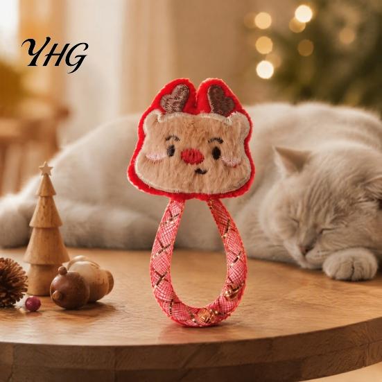 Durable Interactive Cat Toys Christmas Catnip Toy for Indoor Cats, Stuffed Chew with Mesh Stocking Stuffers Tube, Flexible Tube Bell Kittens
