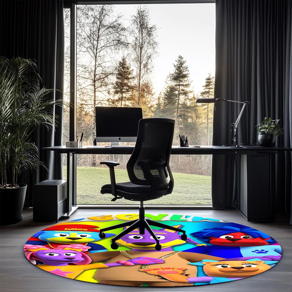 Doggyland Bedruckter Runder Teppich Teppich Stuhlteppich Bereichsteppich Eingang Fußmatten, für Bürostuhl Wohnzimmer Schlafzimmer Küchenraum.