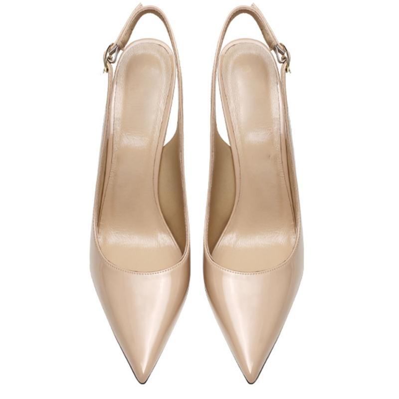 Sexy High Heels Pumps Shoes Nude Black Heeled Slingbacks Women's Sandal Large Size 45 Point Toe Summer Office Party Shoes Female