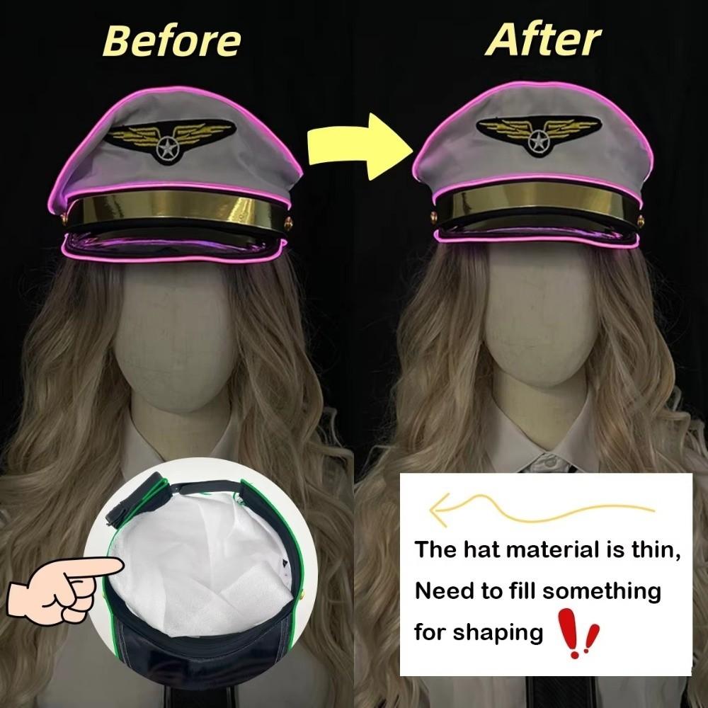 Breathable Glowing Party Cap Boost Party Vibe Luminous Air Force Hat Pilot Captain Hat Night Club