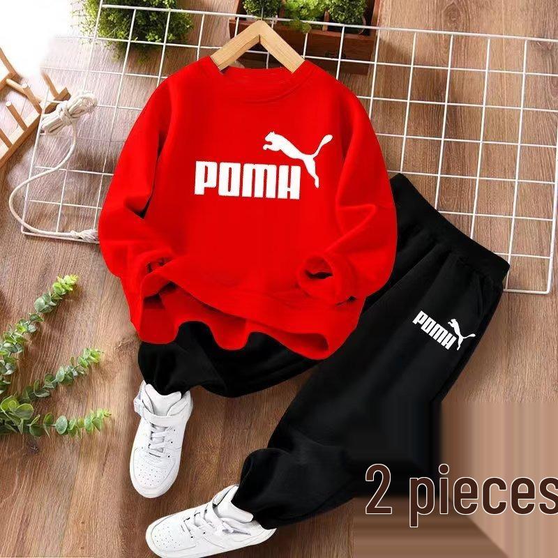 

Хлопчачий модний світшотний комплект осінь 2025 - Стильний вуличний одяг для старших дітей 160cm червоний