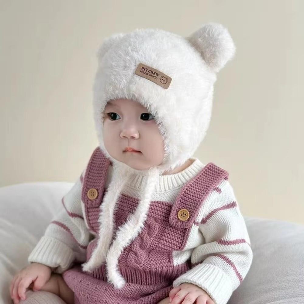 Plush Earmuffs Cap Solid Velvet Toddler Warm Headgear Cute Kids Beanies Winter