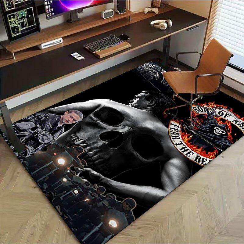 1pc Sons of Anarchy Themed Office Carpet Chair Mats - Durable Polyester Rug for Home Theater, Office, Dorm Room Decor - tA91