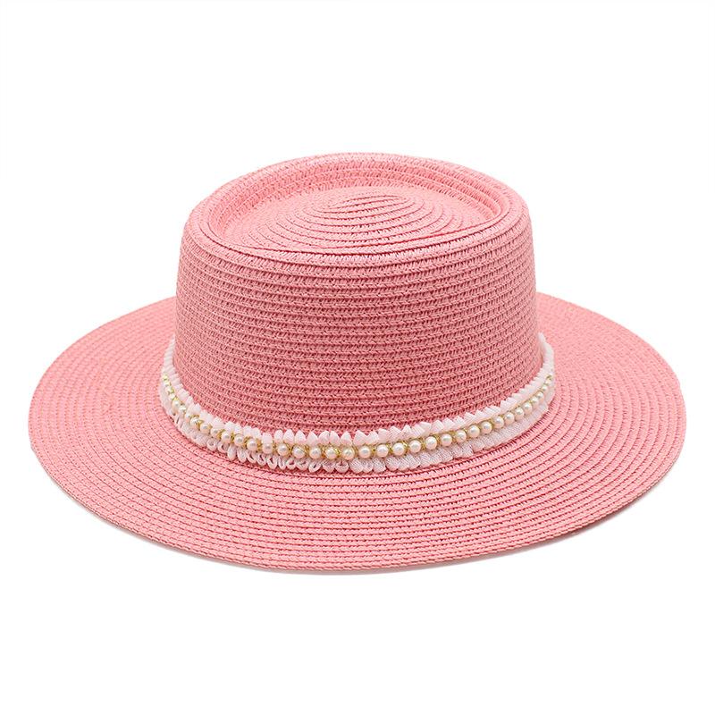 Ladies Pearl Lace Top Hat Outdoor Leisure Beach Hat Simple Personality Sun Hat