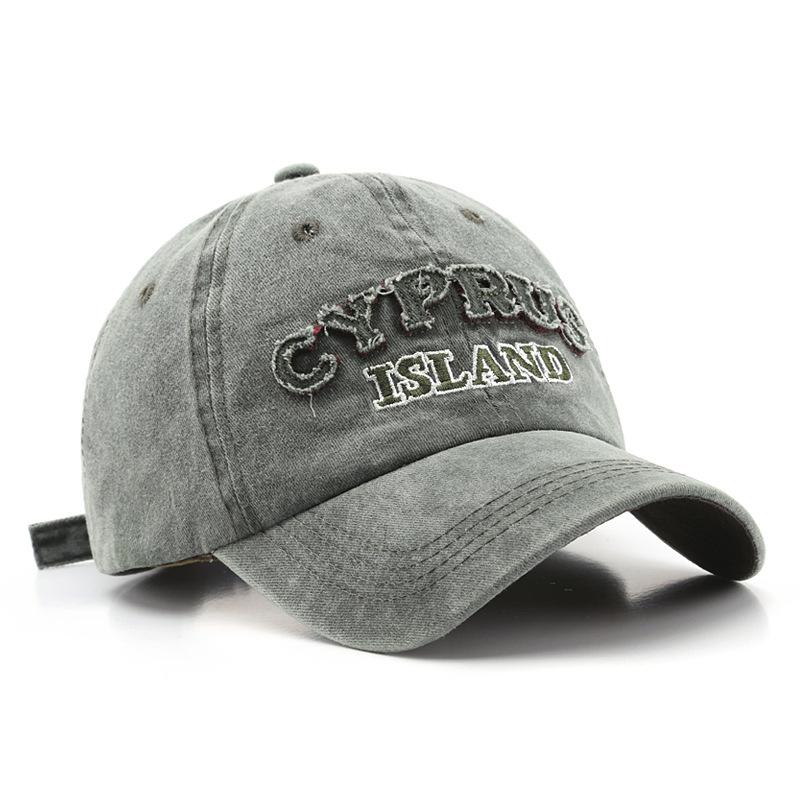 Berretto con visiera europeo e americano Vintage Lavato Usurato Ricamo di lettere Visiera curva Trendy Unisex Sport all'aperto Casuale Berretto da baseball