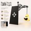 Bookend Lamp Decoration Ghost Bookshelf Night Light, Reading Lantern with Sliding Insert Board, Book Nook Vintage Iron Cozy Warm Decor for Home Office