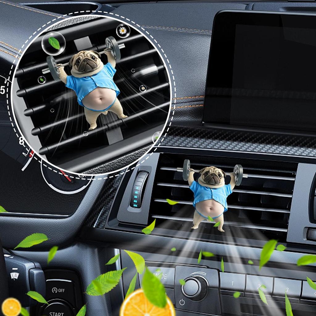 Car Air Freshener Clip Car Perfume Ornament Weightlifting Dog Shape Vehicle Fragrance Auto Perfume Scents for Women Men