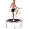 Trampolina Fitness 40", Mini Trampolina Rebounder dla Dorosłych z 5-Poziomową Regulowaną Rączką, Trampolina Bungee do Ćwiczeń Wewnętrznych, Maksymalne Obciążenie 100KG, Różowa