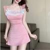 Dress Bow Summer New Lace Splicing Short Skirt French Slim Waist Short Skirt Pure Desire Sweet