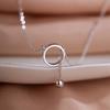 S925 Sterling Silver Women's Geometric Circle Necklace with Tassel Pendant