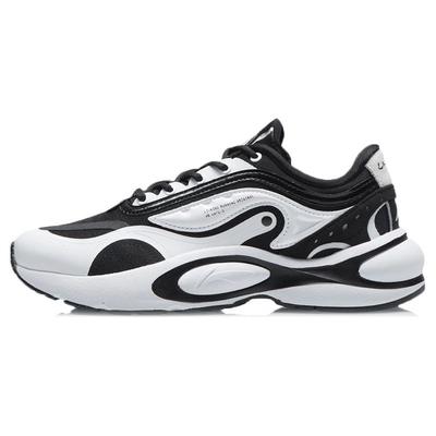 Li Ning V8 Dämpfungsunterstützung Low Top Laufschuhe Damen Sneaker Schwarz Weiß ARHR056-1