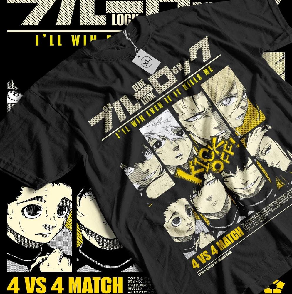 Blue Lock Team Yoichi Isagi Meguru Bachira Kunigami Rin I Anime Tshirt Black S