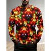 Spring and Autumn Round Neck 3D Printed Top Christmas Costume Fashionable Casual Long Sleeved Men's T-shirts