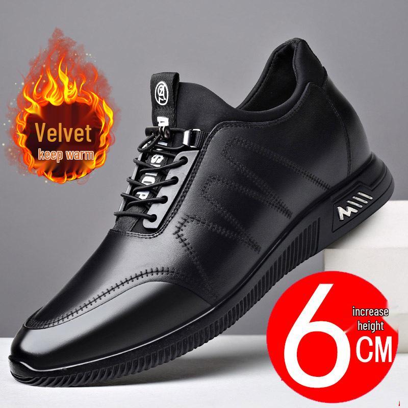 

Men s Premium Leather Height-Boosting Casual Shoes - 6CM Lift, Trendy Design, White 42