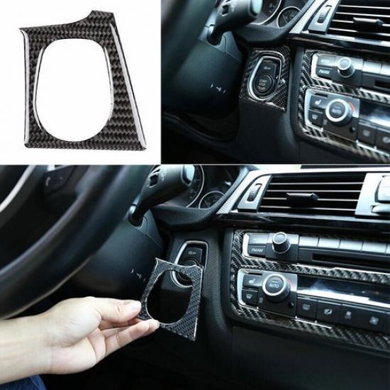 For BMW 3 4 Series GT 2013- Real Carbon Fiber One-Click Startup Cover Trim