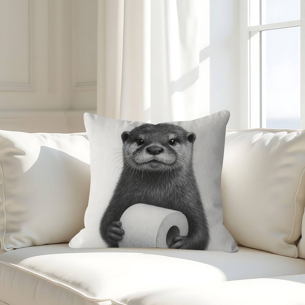 Funny Animals Bathroom Pillow Case Removable Washable Cushion Cover – All-Season Soft Linen