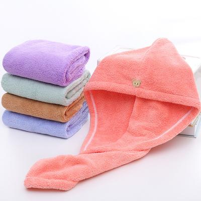 Thickened Coral Fleece Plain Shower Cap Dry Hair Cap Schoolgirl Quick-drying Soft Long Code Packet of the Released Version Headscarf
