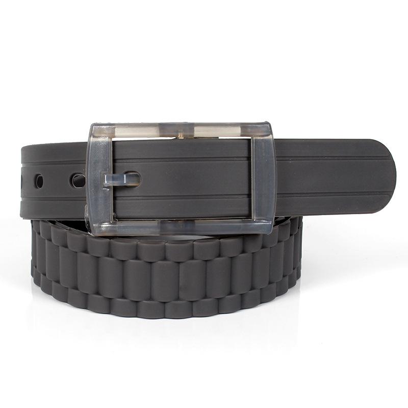Nuove Cinture Per Uomo Donna Colori Uni Caramella Gomma Siliconica Pelle Forma Ondulata Fibbia in Plastica Cintura Carina Senza Metallo