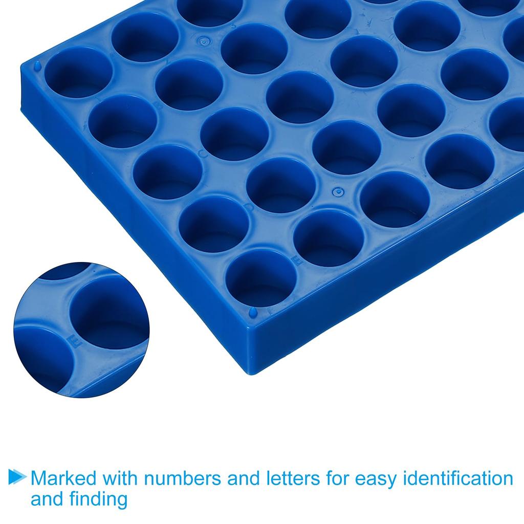 PATIKIL 20ml Autosampler Vial Racks, Set of 4, 40-Cavity Stackable Vial Tray Holder, Test Tube Stand for Microcentrifuge Tubes, Blue