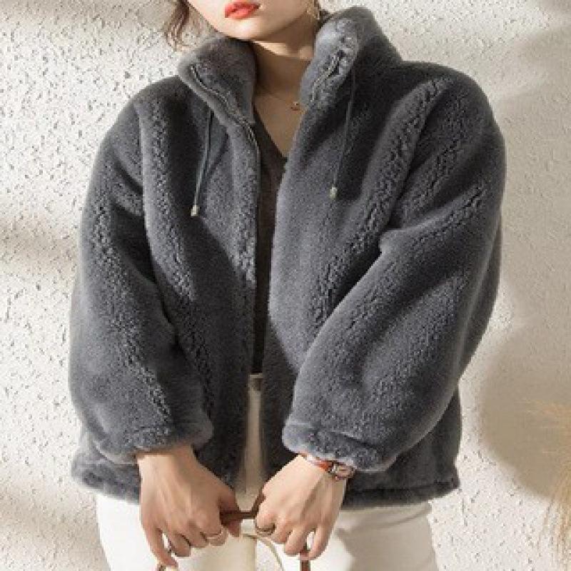 Jacket Women's Tide Winter Fleece Thickened Double-Sided Fleece Stand-Up Collar Warm Sweater