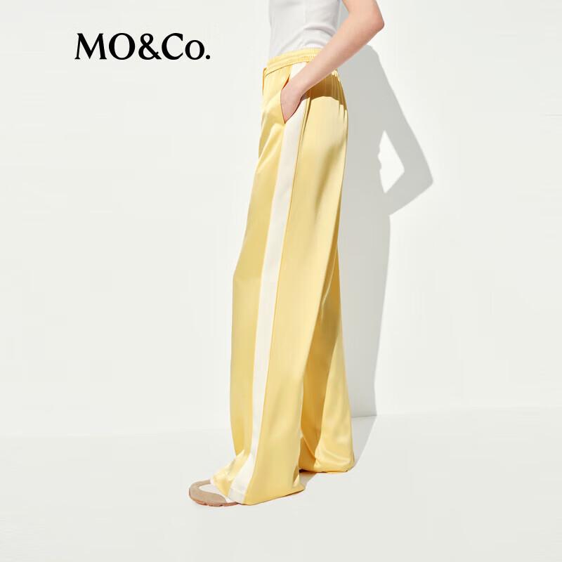MO&Co. Women's High-Waist Straight Leg Satin Pants