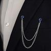 Costum bărbați Pin Decor Strasuri Lanțuri duble Rochie anti-alunecare Lustruit Guler Pin Broșă Haina pentru adulți Pălării Genți Bijuterii