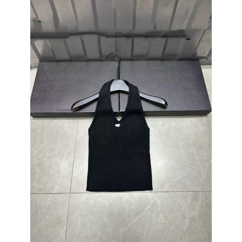 Xiangjia 2025 Autumn/Winter Color Block Logo Knit Halter Vest: Slimming, Age-Reducing, Sexy, Versatile Top