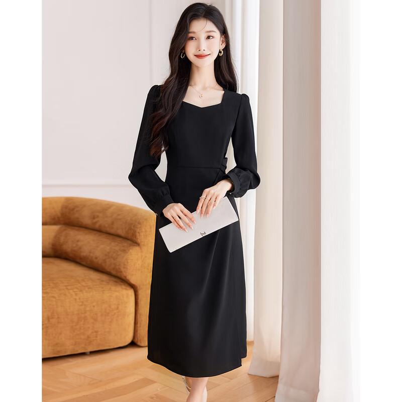 

Sishui Nianhua Elegant Long-Sleeve A-Line Midi Dress S