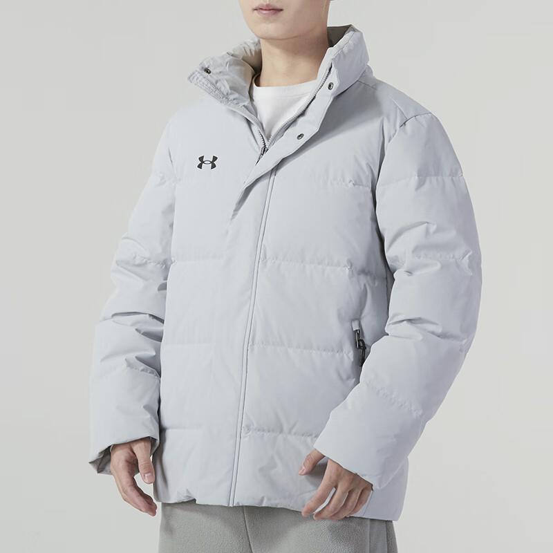 Under Armour Solid Color Casual Stand Collar Long Sleeve Down Jacket Unisex Jackets Light-Grey 23600802-009