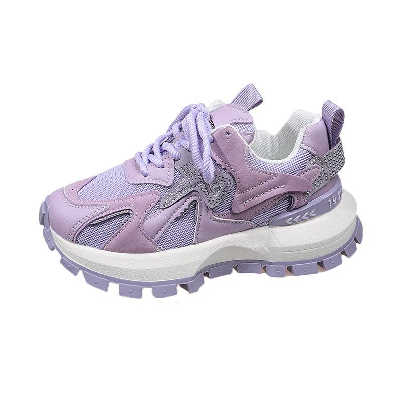 2025 spring and summer new breathable mesh casual shoes platform rhinestone fashion versatile sports