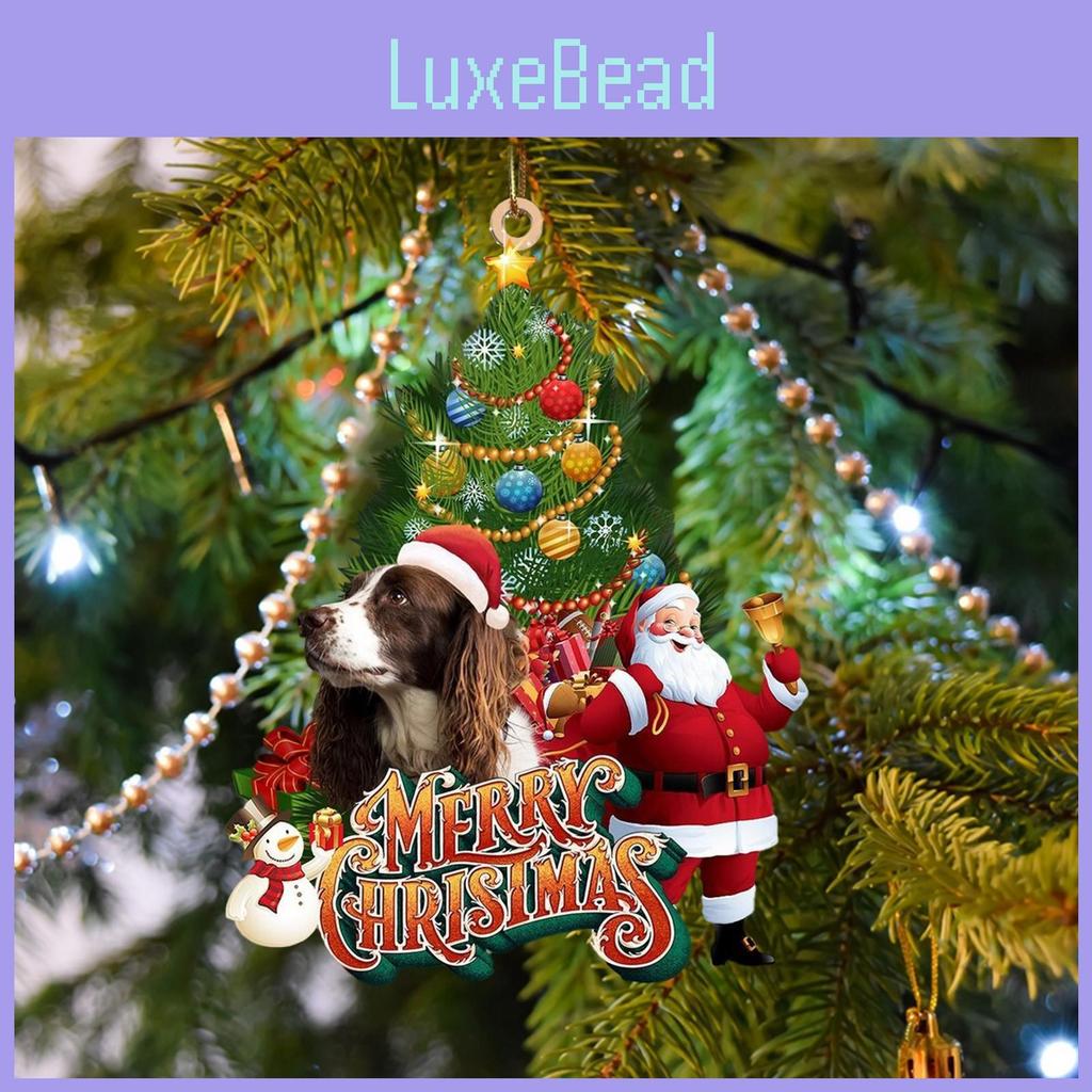 Adorable Christmas Dog Ornament For Festive Home Decor Charming Acrylic Santa Design