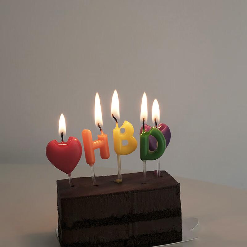 Colorful Happy Birthday Letter and Heart Candles