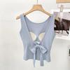 Korean Style Slimming Women's Summer Vest with Chest Pad and Bow Top