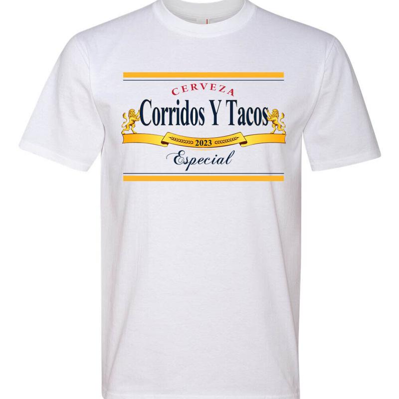 Cerveza Corridos Y Tacos Especial Beer Drinking Style Graphic Tee Shirt T Shirt S