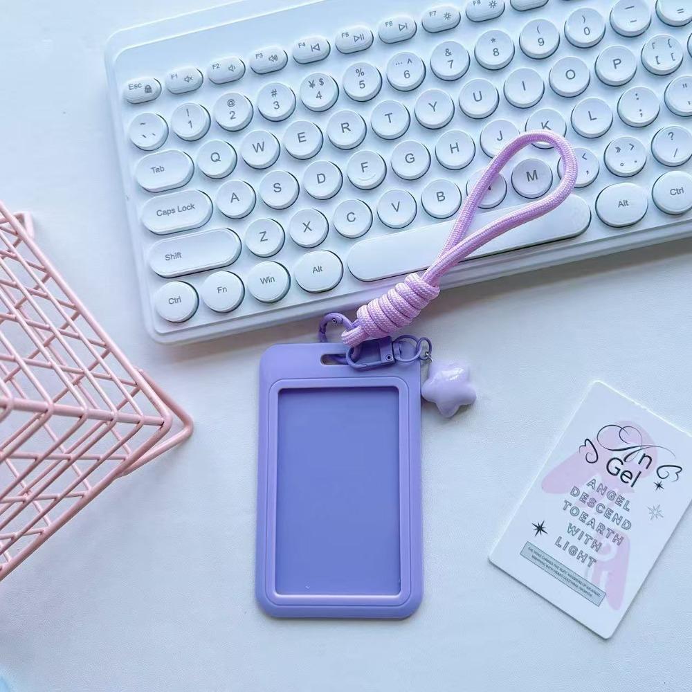 

Creative Solid Color Business Card Holder INS Sliding Cover Photos Protective Cover Bus Card Cover Case фиолетовый