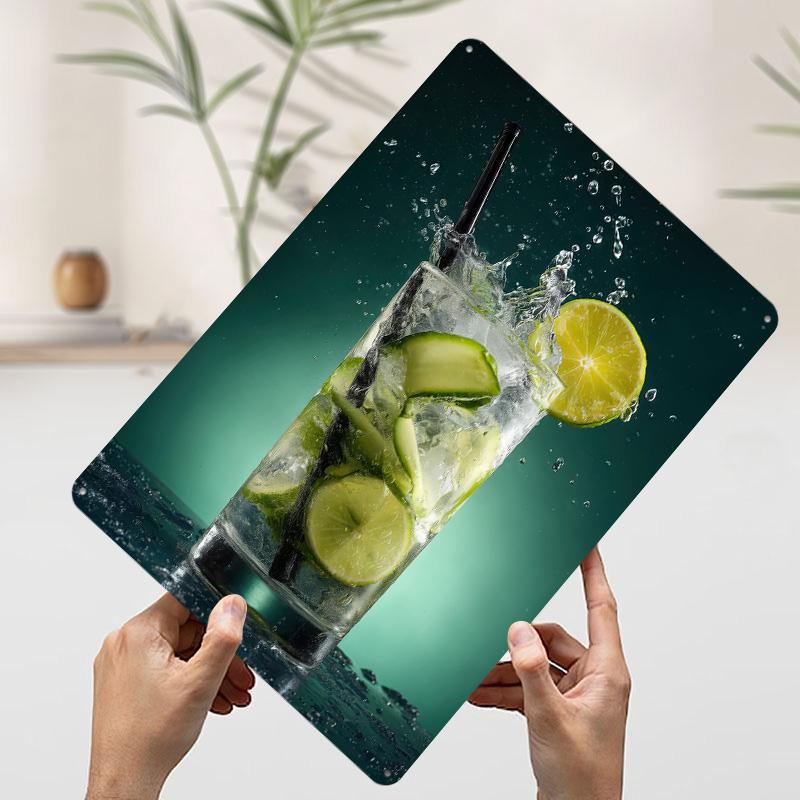 

Refreshing Lime and Cucumber Cocktail Poster Customized Wall Art Vintage Metal Signs Retro Tin Plaque for Man Cave Office Decor 20x30cm（7.8x11.8inch）