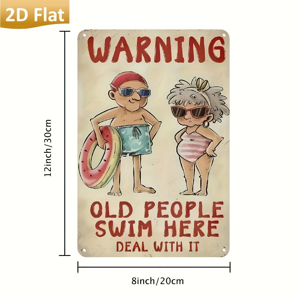 

[Funny Swim Sign] Funny Aluminum Swim Warning Wall Art Decorative Sign | Vintage Metal Sign for Home, Bar, Swimming Pool, Garden 20x30cm（7.8x11.8inch）