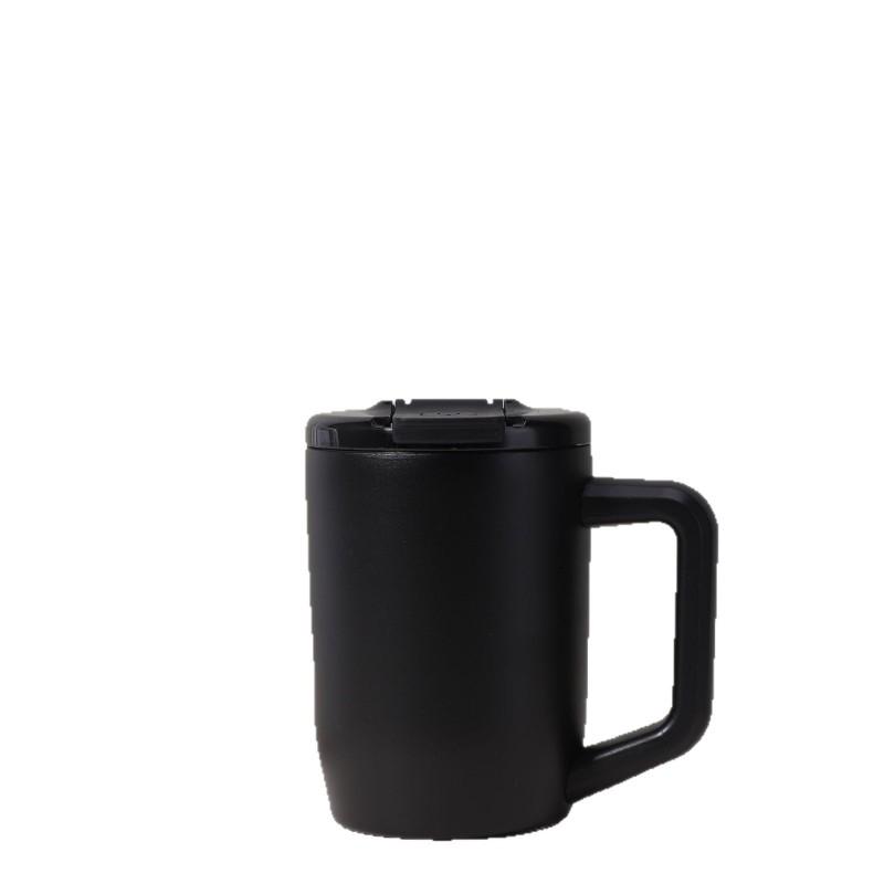 Stainless Steel Travel Mug With Handle - Vacuum Insulated Coffee Cup Office Home Commute 15oz Leakproof Lid