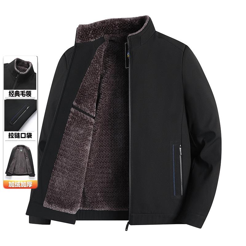 

Зимняя новая мужская куртка средней и пожилой возрастной группы с меховым воротником-стойкой, плюшевая утолщенная, хлопковая одежда, зимняя хлопковая куртка для папы 175 (weight 95-57.5 kg)