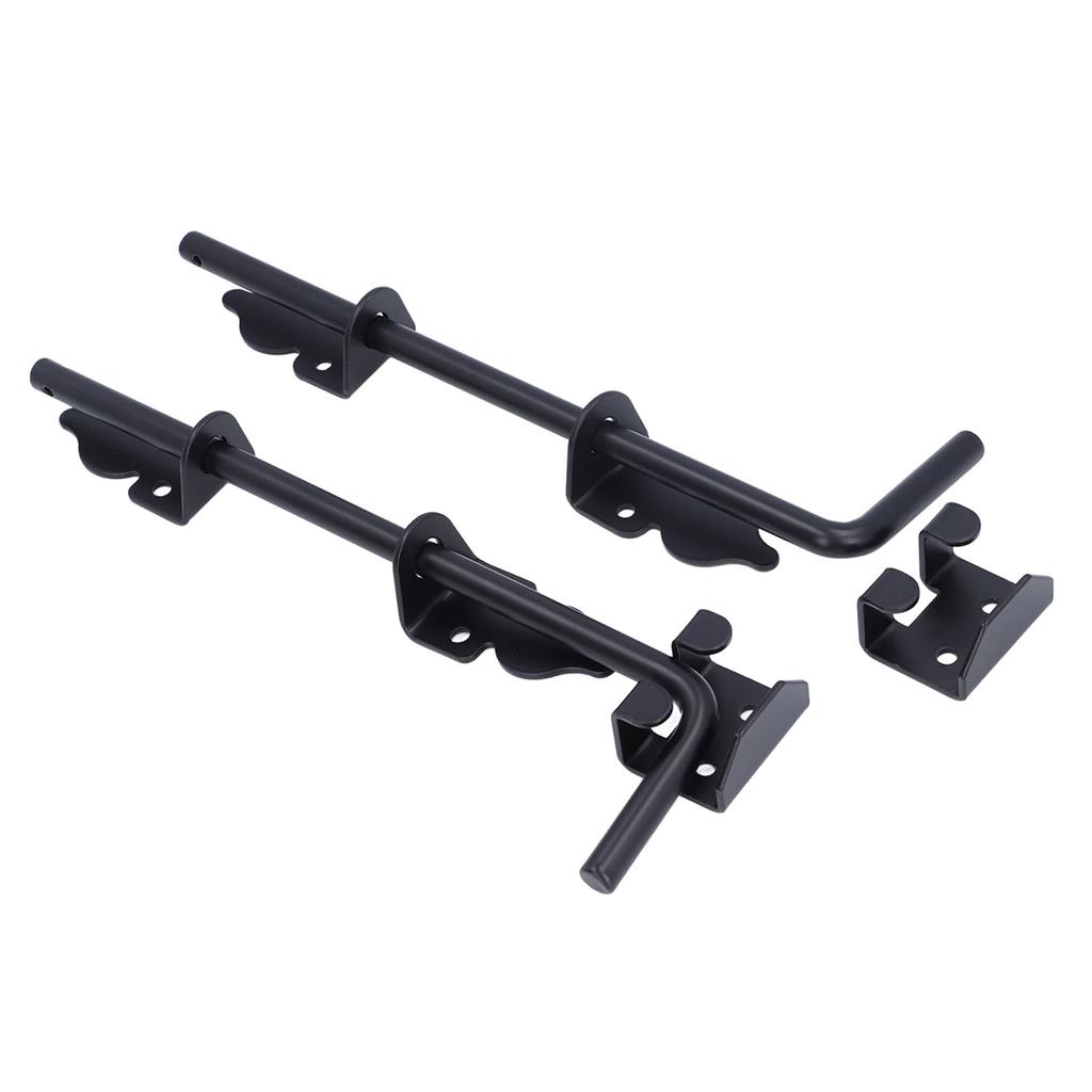 2pcs Gate Ground Latch 12 Inch Metal Heavy Duty Black Powder Coated Latch Gate Drop Rod for Single
