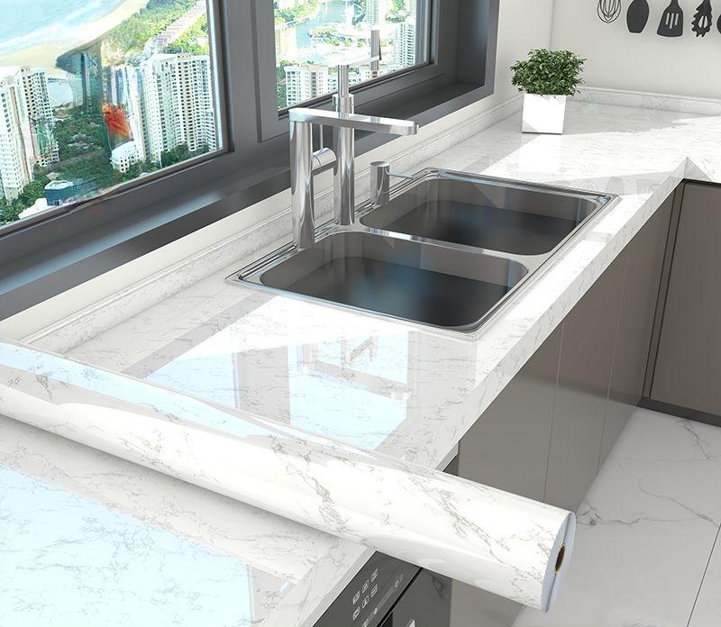 Wall Adhesive Wallpaper for Kitchen Marble Pattern Oil-proof Stickers Kitchen Stove PVC Wallpaper Home Decor Waterproof Film