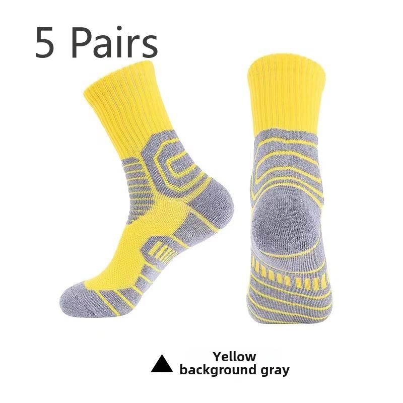 5 Pairs of Boys Basketball Professional Sports Outdoor Gaobon Towel Bottom Hiking Socks