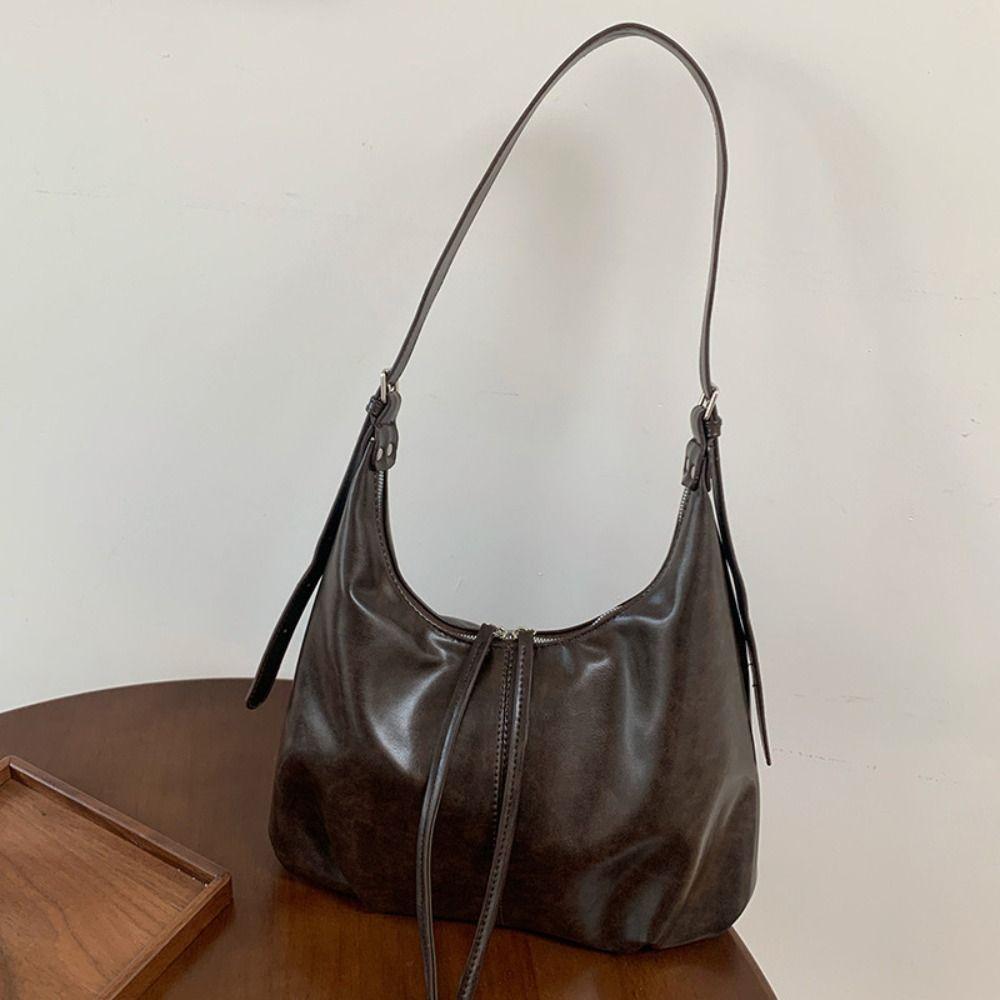 Casual Large Capacity Pu Shoulder Bag Fashion Brown Tote Bag Korean Style Black Ladies Crossbody Bag Holiday