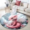 Pink Dragon Round Area Rug,Carpet Rug for Living Room Bedroom Sofa Playroom Decor,Non-slip Floor Mat